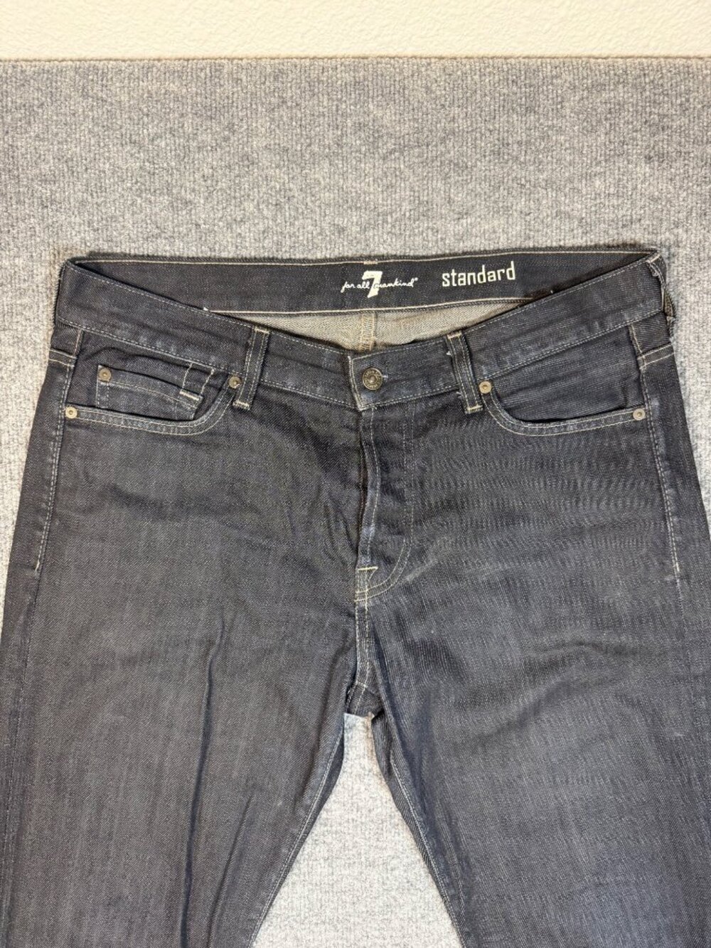 7 For All Mankind Men's Standard Straight Leg Jeans Dark Wash 34x34 - Picture 2 of 5